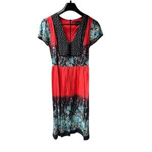 Reclaimed Vintage Mixed Floral Print Midi Dress, Size S